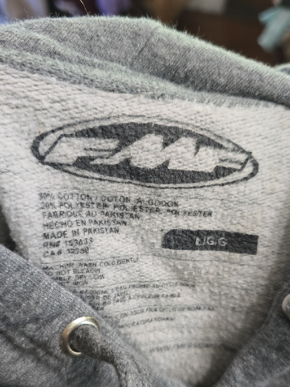 FMF So Cal Gray Hoodie with Yellow & Red Logo Large - Picture 3 of 3